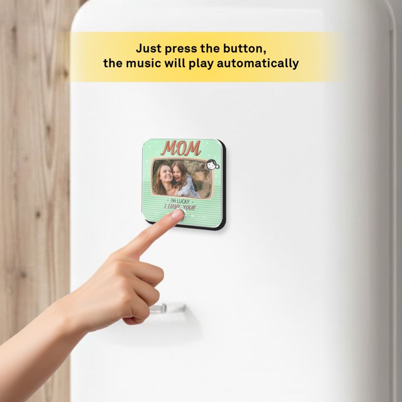Personalized Mom Musical Fridge Magnet Custom Photo Song Rechargeable Audio Gift